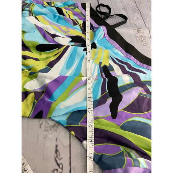 Iz Byer One Shoulder Blouson Top Womens S Smock Waist Side Slits Colorful Tunic - Picture 7 of 12